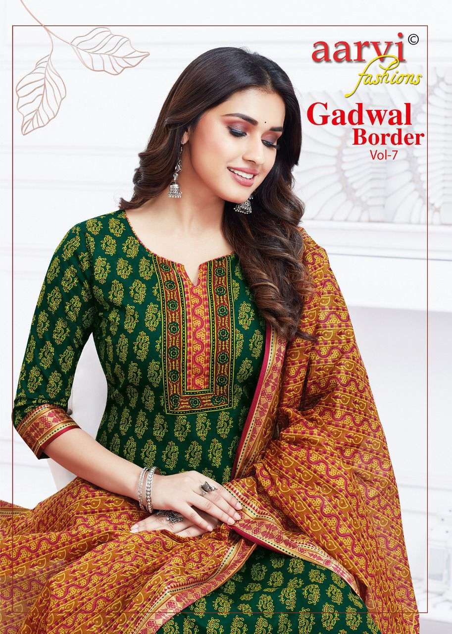 aarvi fashion gadwal border vol 7 stitched churidar sudidar dresses wholesale 