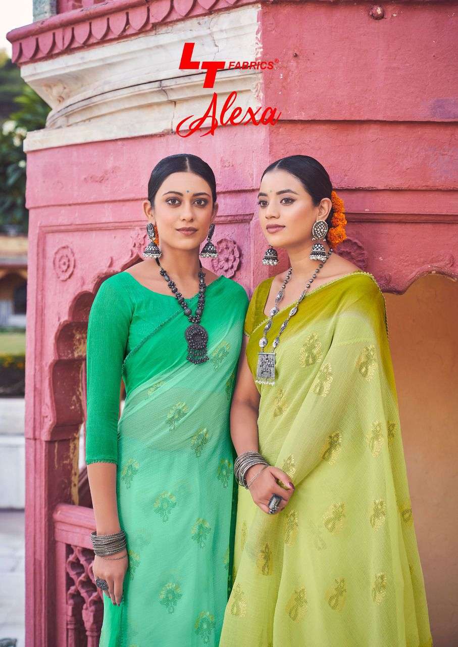 alexa by lt fashion marbel chiffon printed sarees