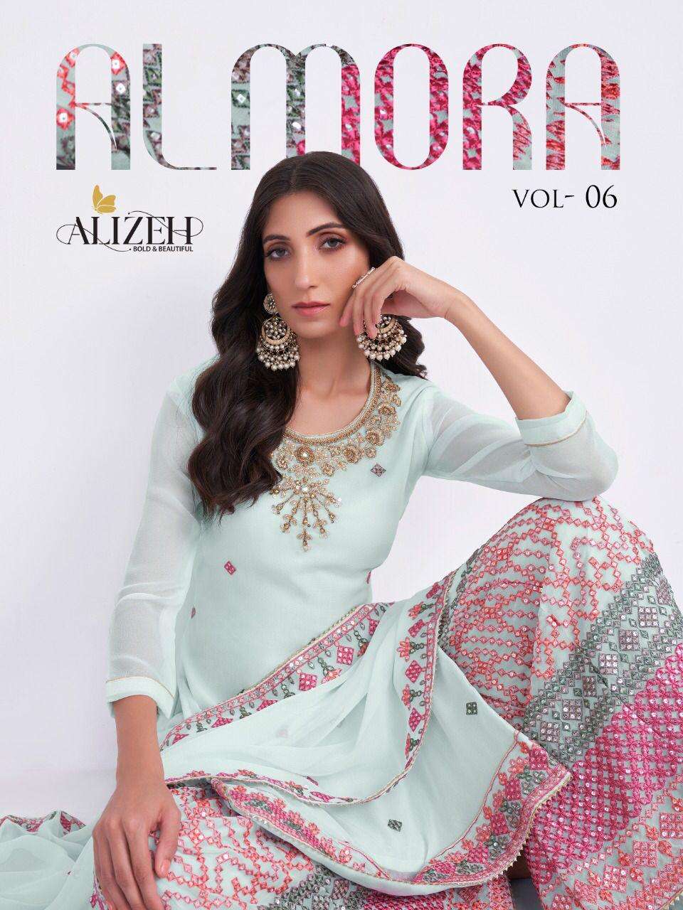 alizeh almora vol 6 georgette sharara salwar kameez online wholesaler