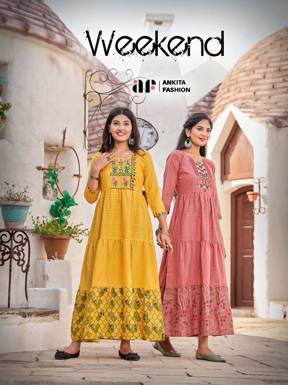 ankita weekend anarkali gown with embroidery kurtis with 52 length 