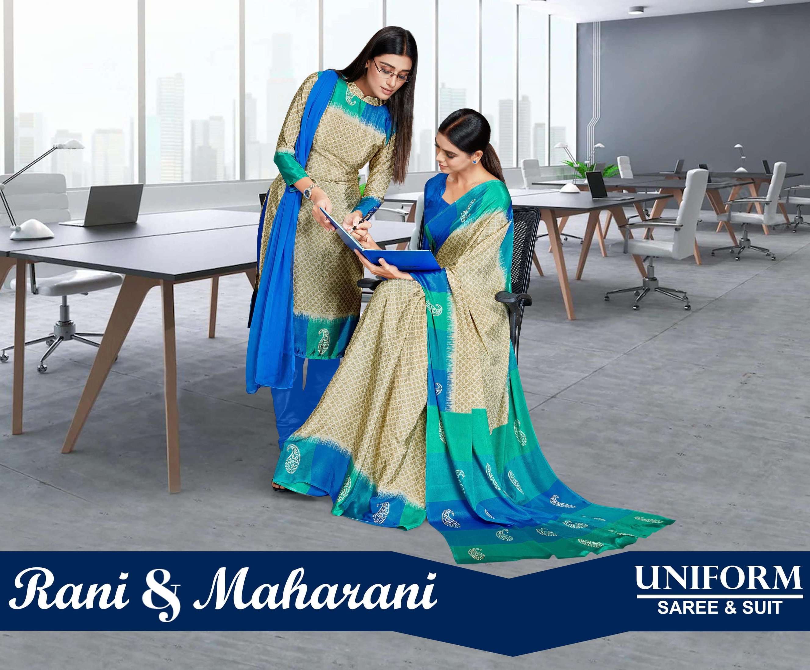 bansi uniform rani & maharani silk crepe school uniform saree and suit for women 