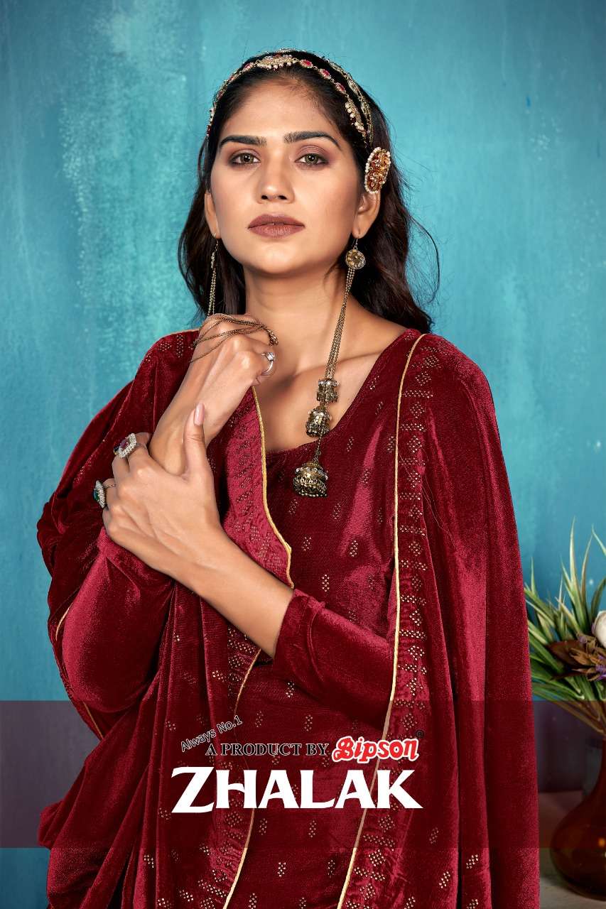 bipson zhalak 5001-5004 viscose velvet winter garam suits 