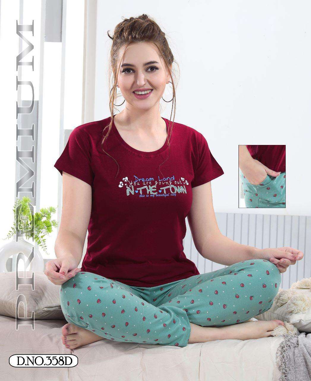 FASHION TALK NEW VOL.358 Heavy Shinker Hosiery Cotton Night Suits With Pocket CATYALOG WHOLESALER BEST RATE