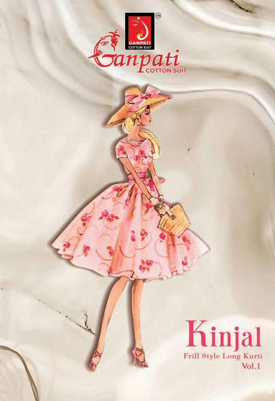 ganpati cotton kinjal frill style long cotton kurti design with price 