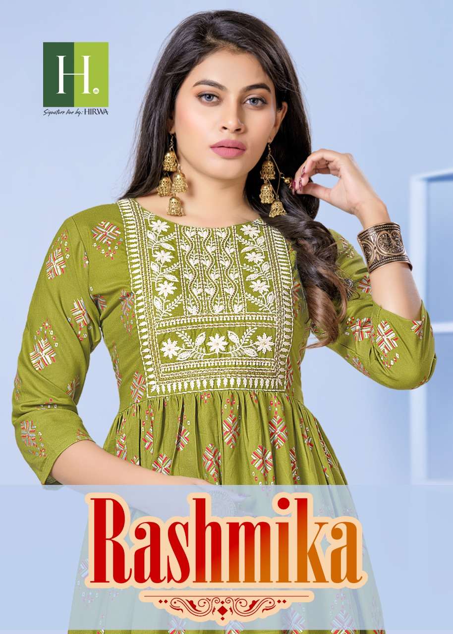 hirwa rashmika rayon print anarkali kurtis collection wholesale 