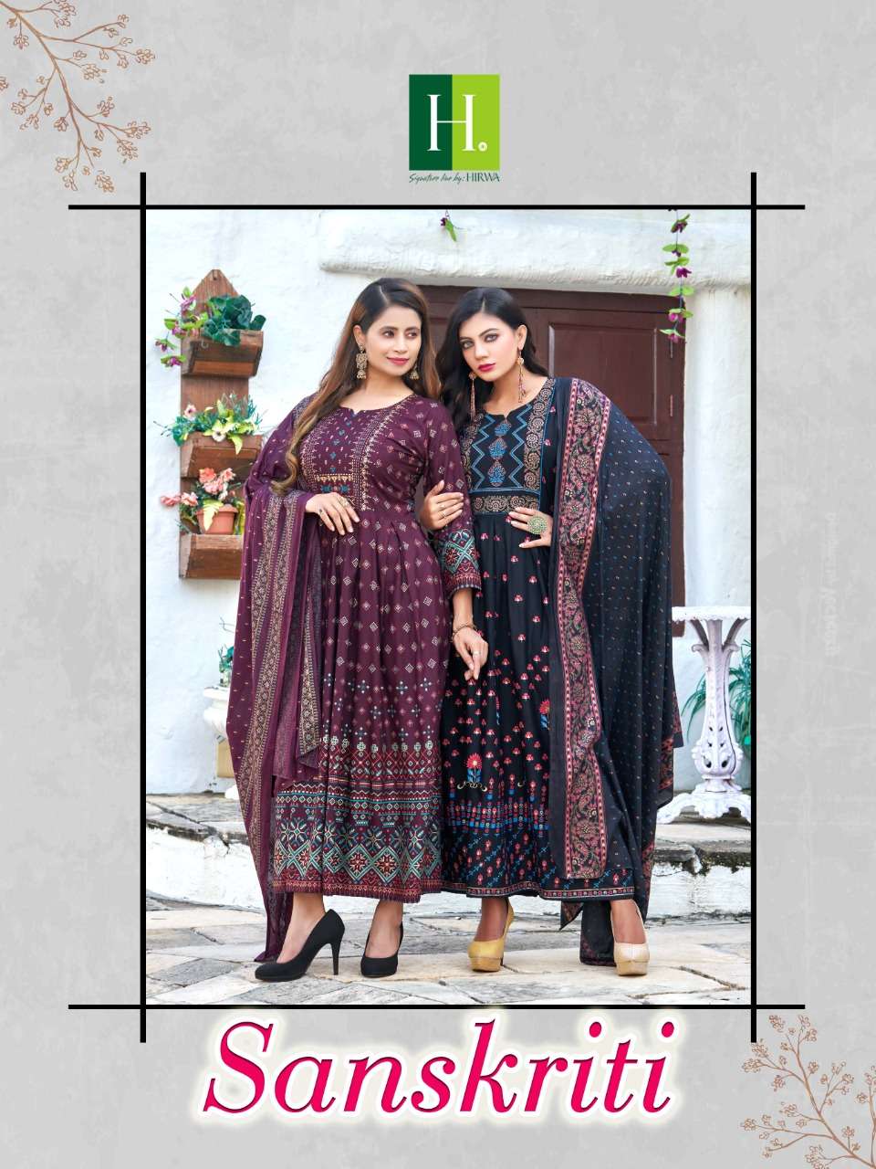 hirwa sanskriti ghera with dupatta big size ladies kurtis 50 length 