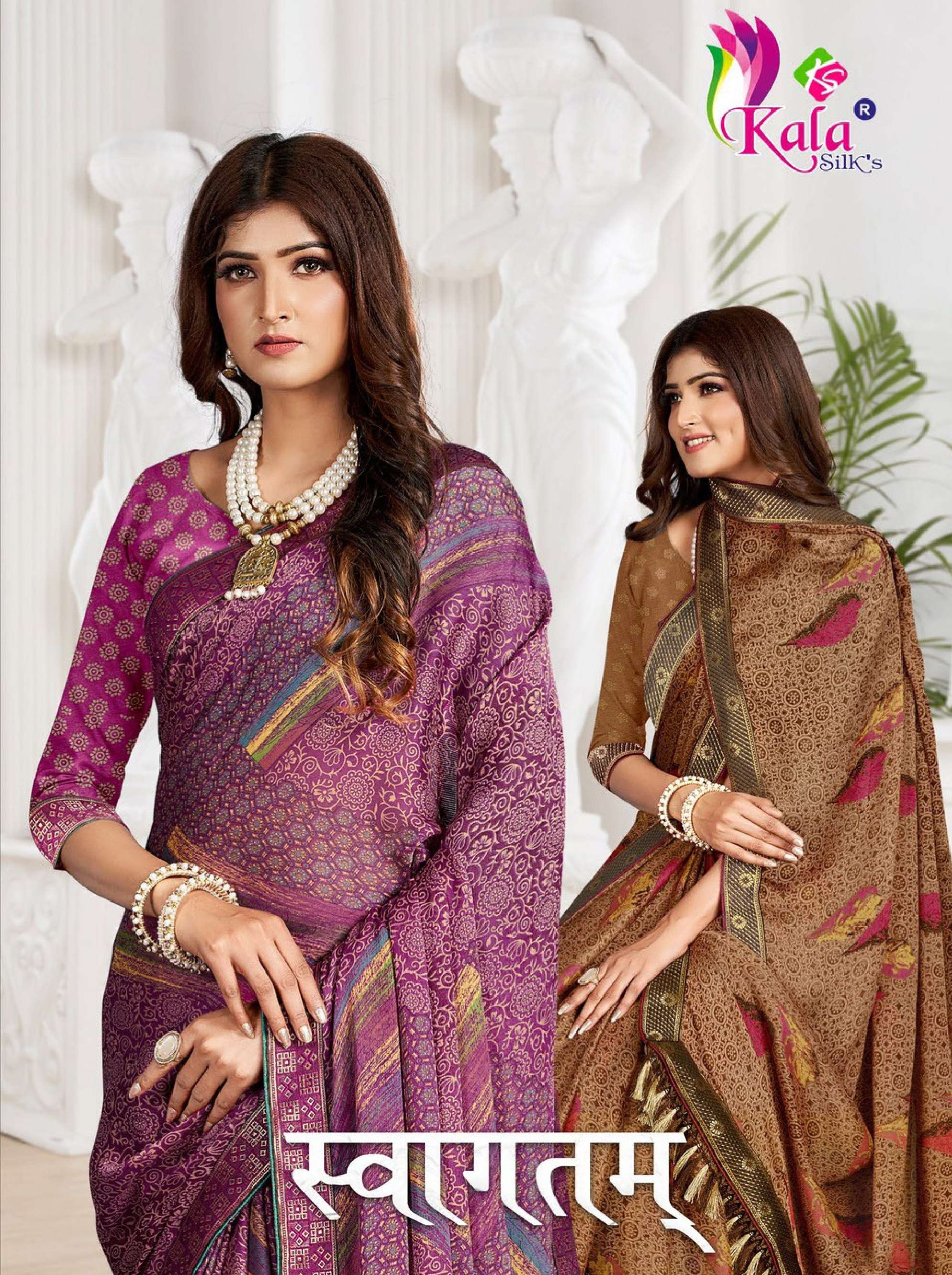 kala silks swagatam moss chiffon prints saris online shop 