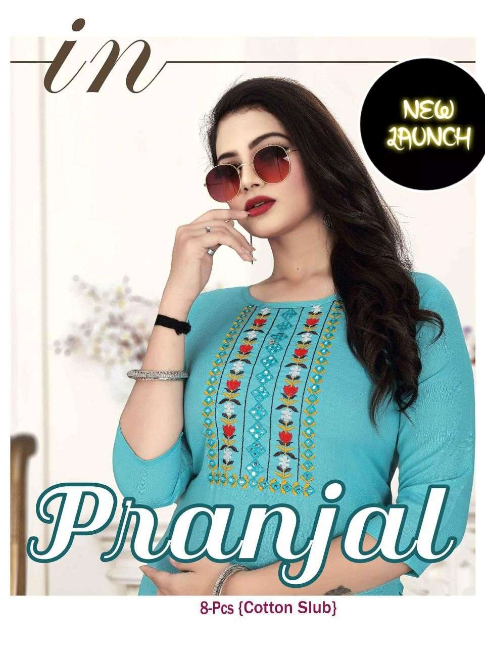 KC PRANJAL COTTON SLUB EMBROIDERY WORK & STRAIGHT CUT TOP KURTI CATALOG WHOLESALER BEST RATE