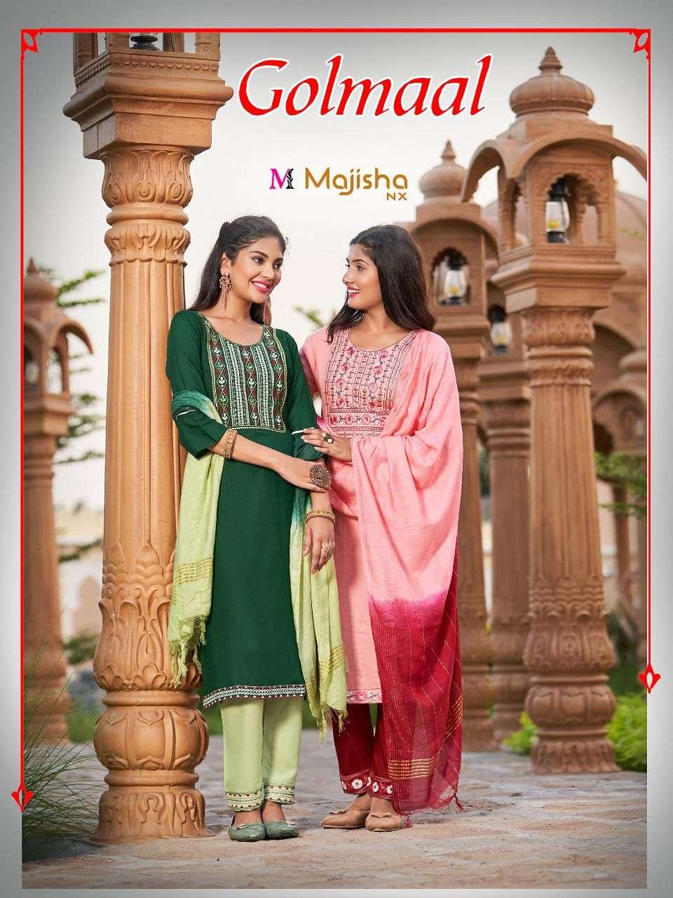 majisha nx golmal vol 1 readymade top with pant and dupatta 