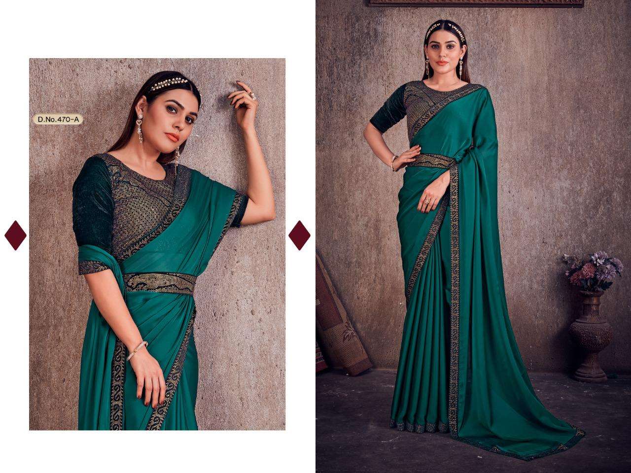 mehak saree 470 design colors satin silk saree with belt pattern 