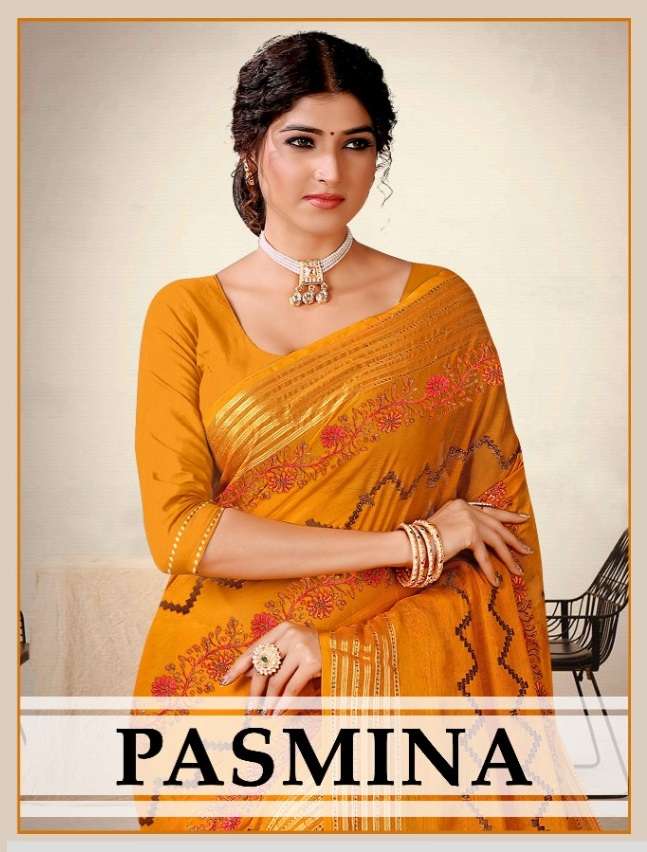 Pasmina by ranjna saree fancy thread work beautiful saree collction 