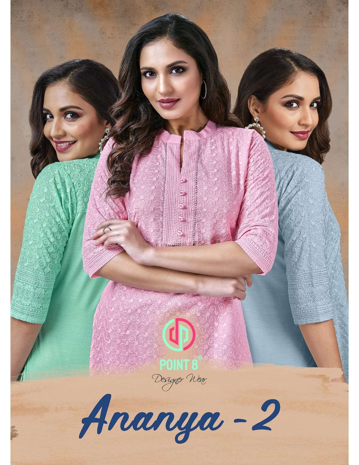 point 8 ananya vol 2 by deeptex readymade chikan embroidered kurtis