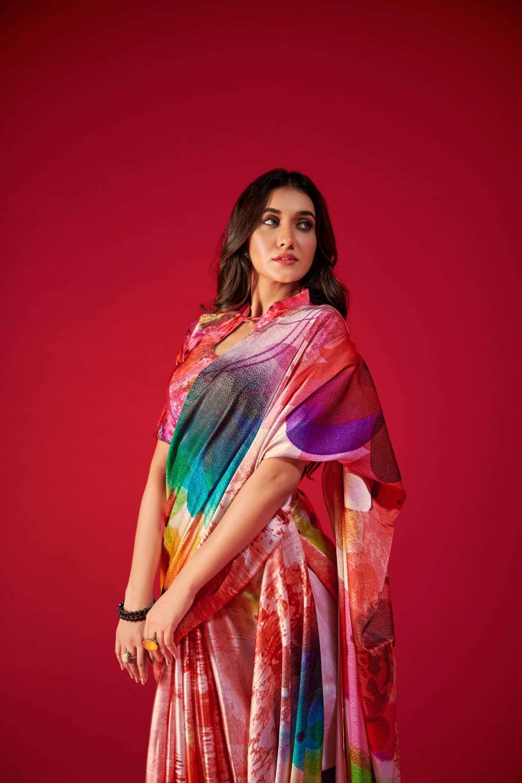 pr alexa Pure Sattin crepe with designer Digital print saree