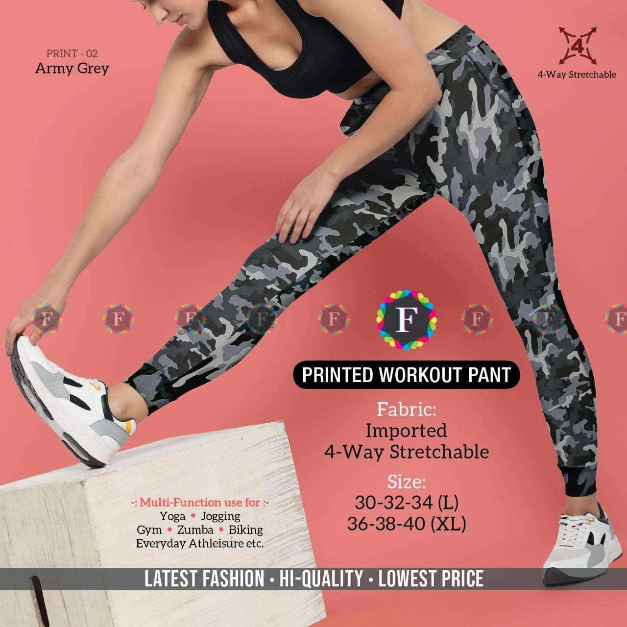 printed and plain workout pants for women girls 