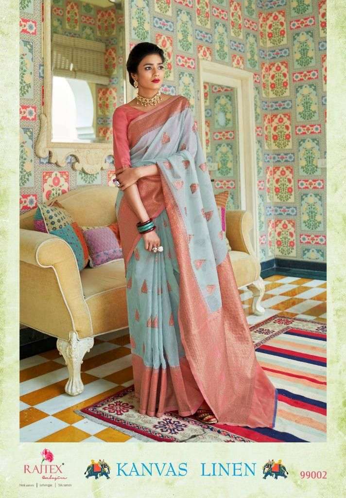rajtex kanvas linen 99001-99006 linen silk saree blouse designs wholesale 