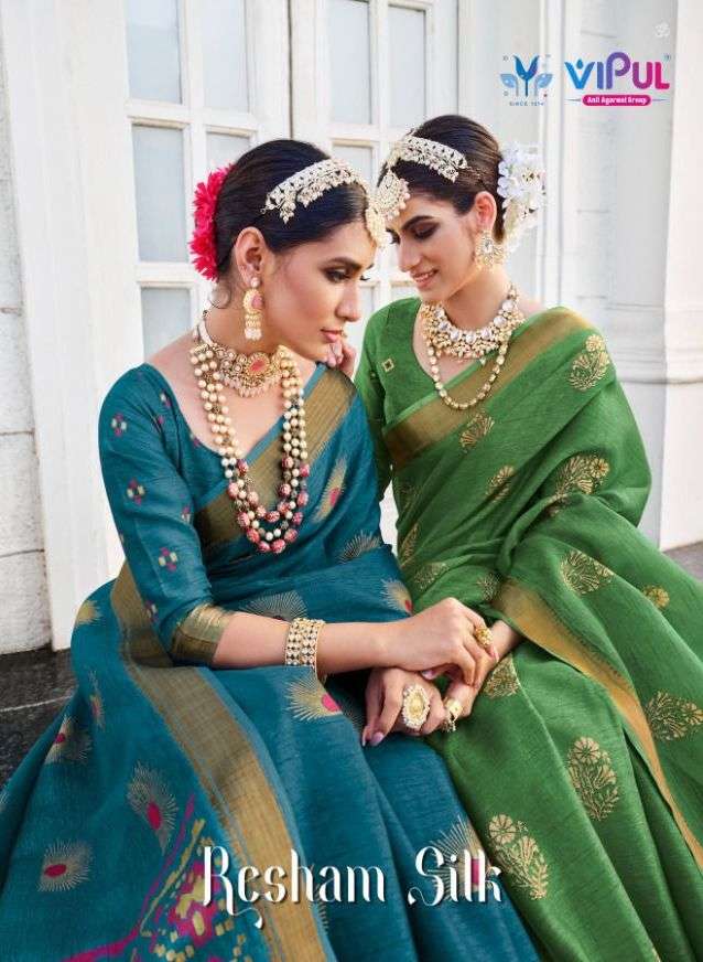 resham silk by vipul fancy cotton foil saree exporter in surat