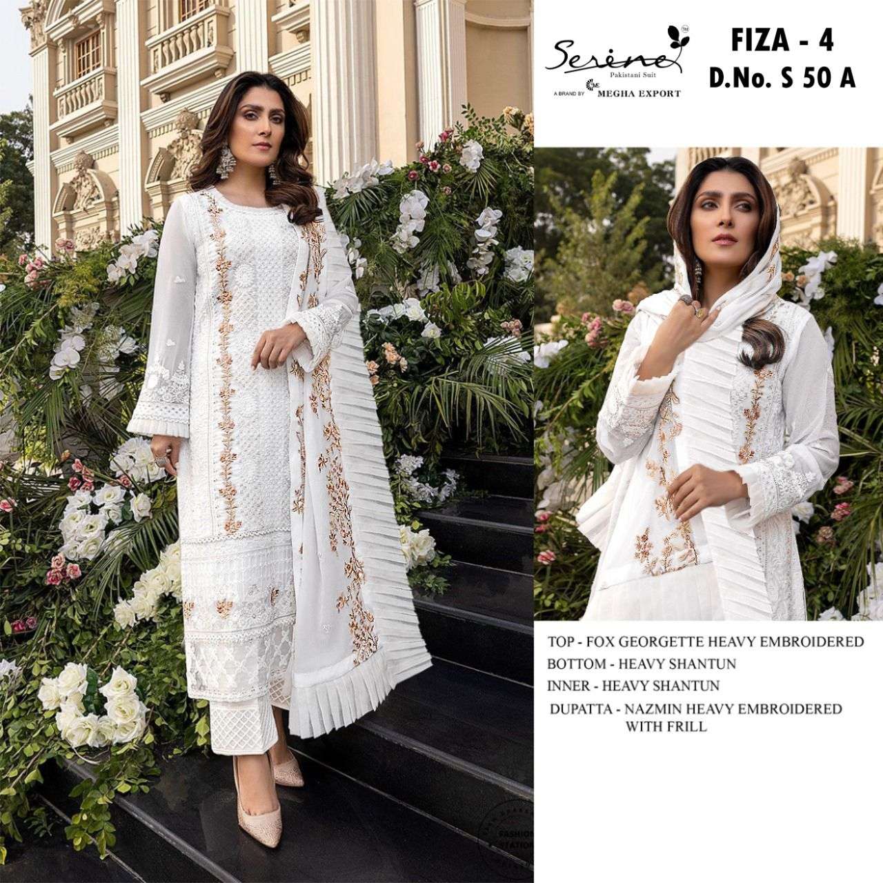 s 50 by megha exports georgette pakistani designer suits