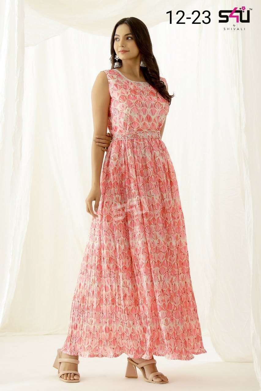 s4u prg 23 ethnic stylish long gown combo set wholesaler