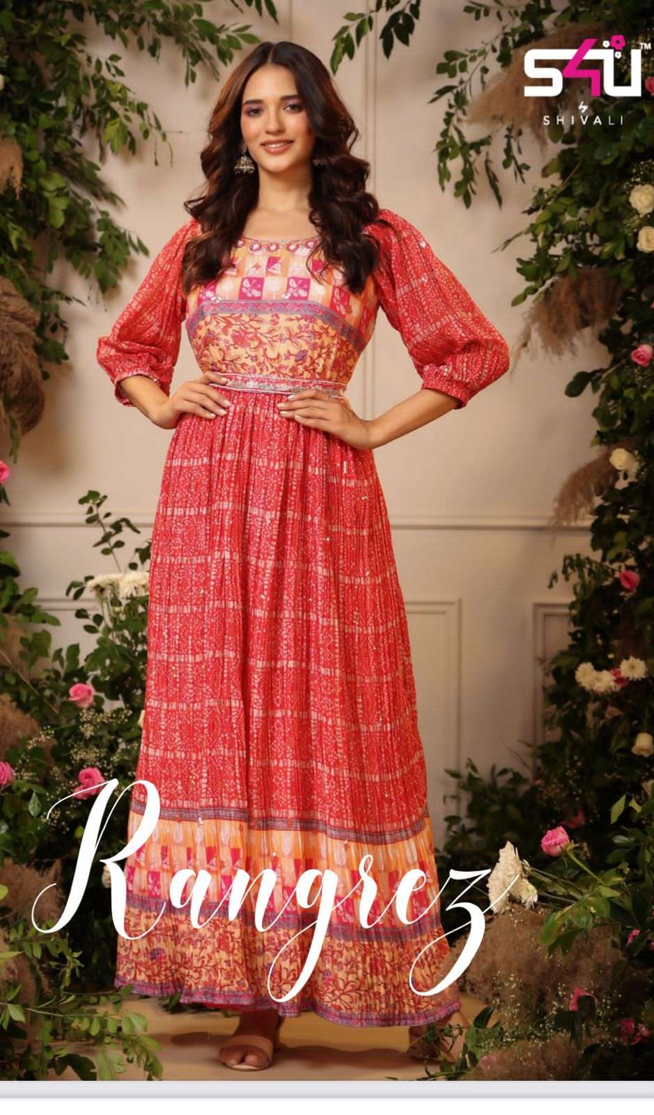 s4u rangrez vol 2 elegance collection fit & flare gowns in the most colorful prints