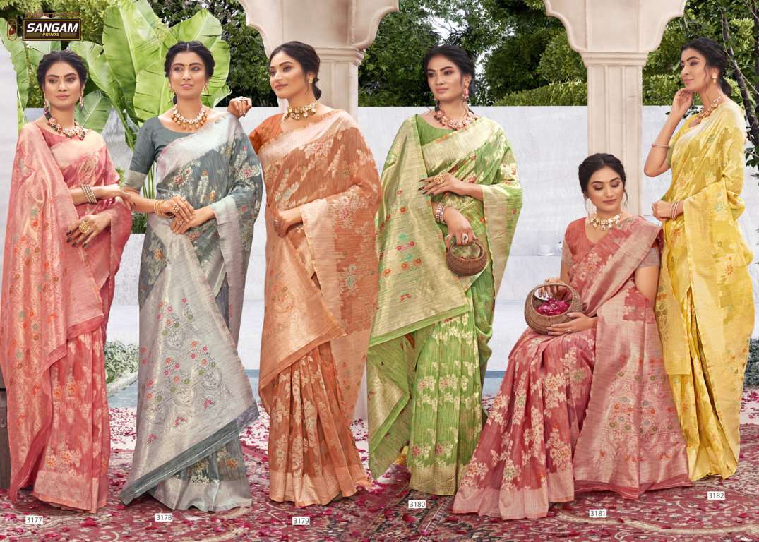 sangam prints nandita woven cotton silk saris wholesaler