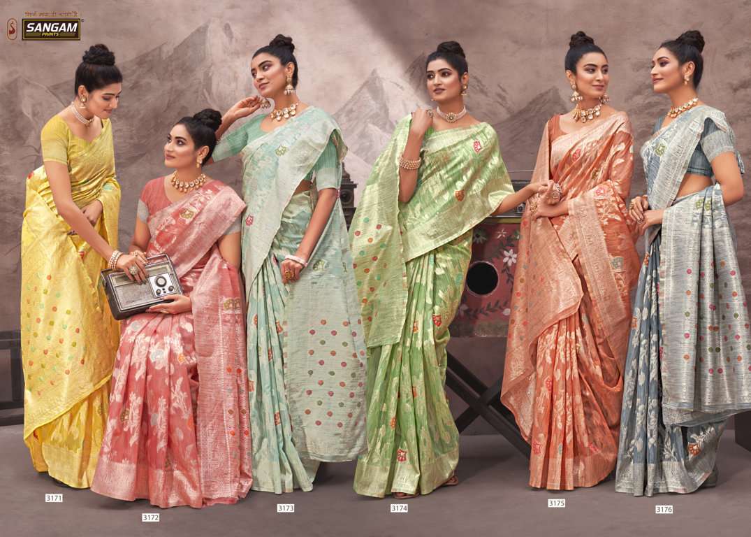 sangam prints raj mohini woven cotton silk saris wholesaler
