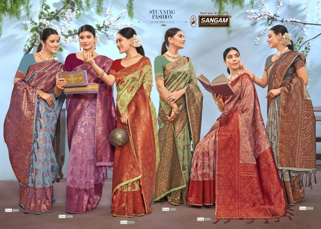 sangam prints vasu pujya vol-5 cotton silk saris wholesaler