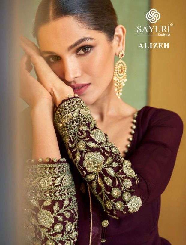 sayuri designer alizeh georgette readymade long wedding suit wholesale at kc