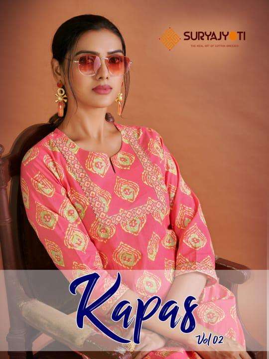 suryajyoti kapas vol 2 cotton kurti with pant for women 