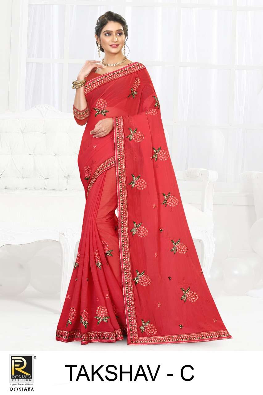 Takshav by Ranjna Zomato Fancy Embroidery Worked Saree Collection