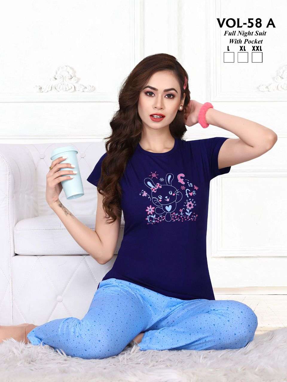 TRENDY VOL.58 A Heavy Shinker Hosiery Cotton Night Suits With Pocket CATALOG WHOLESALER BEST RATE