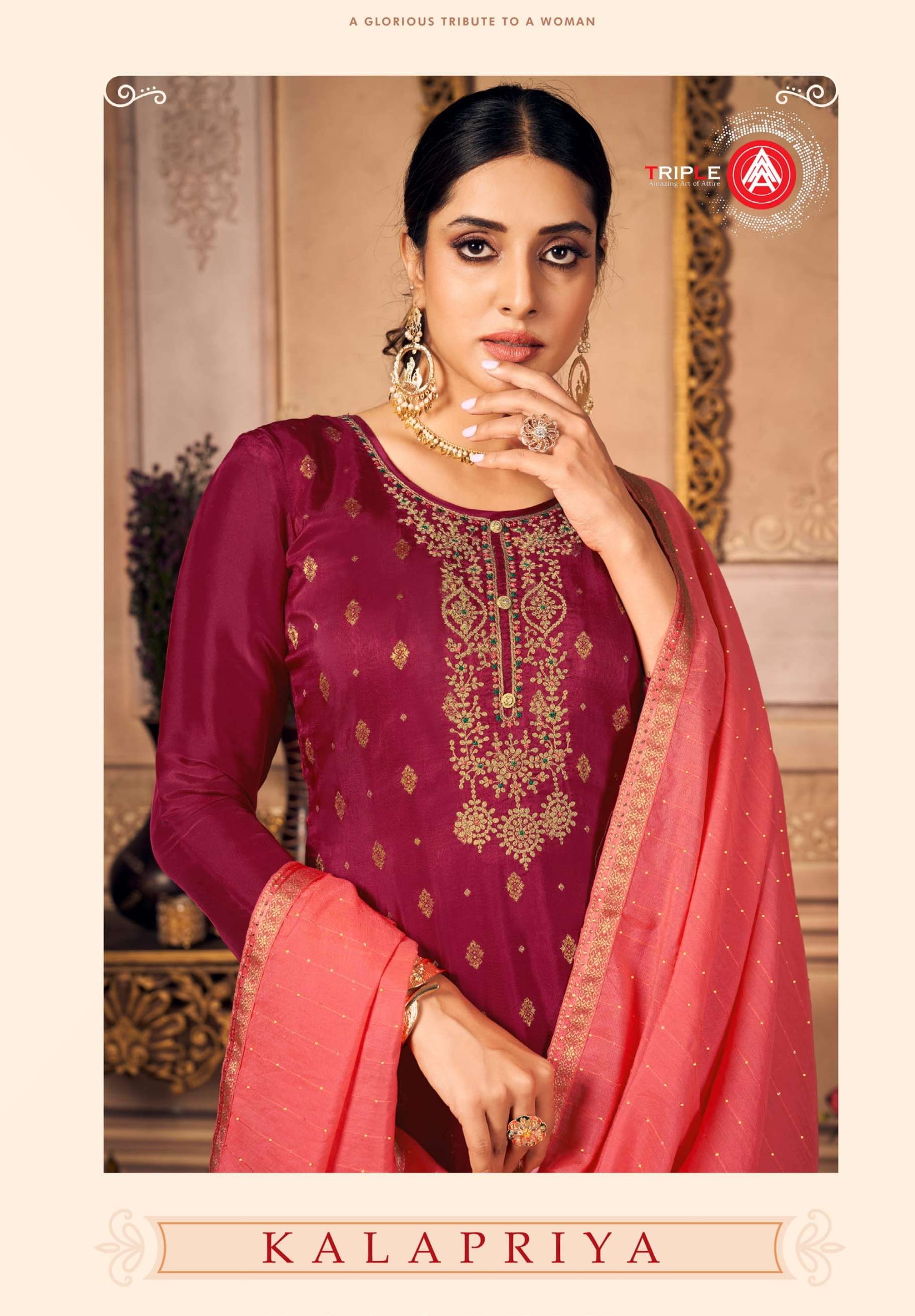triple aaa kalapriya pure dola fabric ladies suits wholesale 