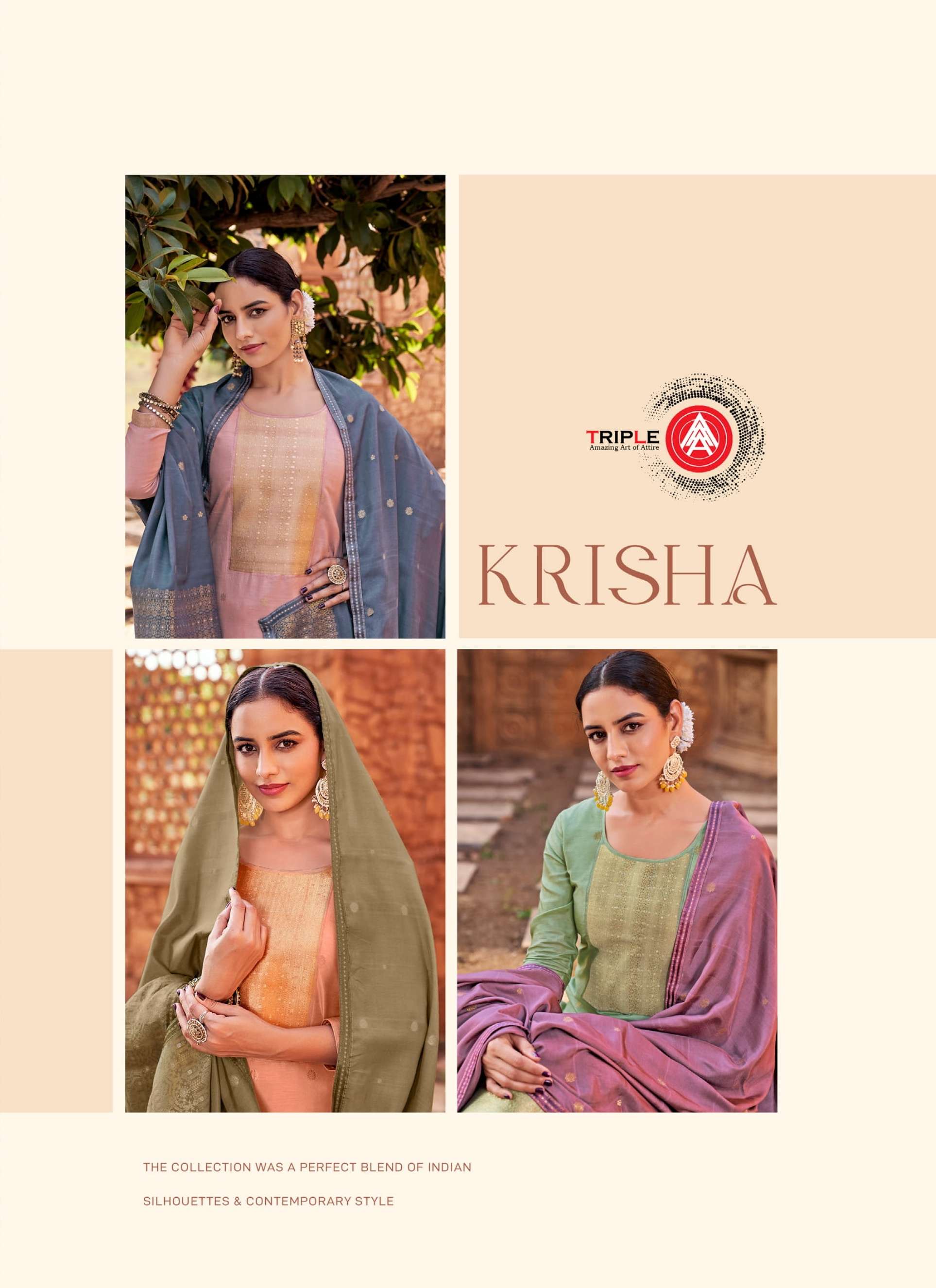 triple aaa krisha pure dola silk ladies suits wholesale 