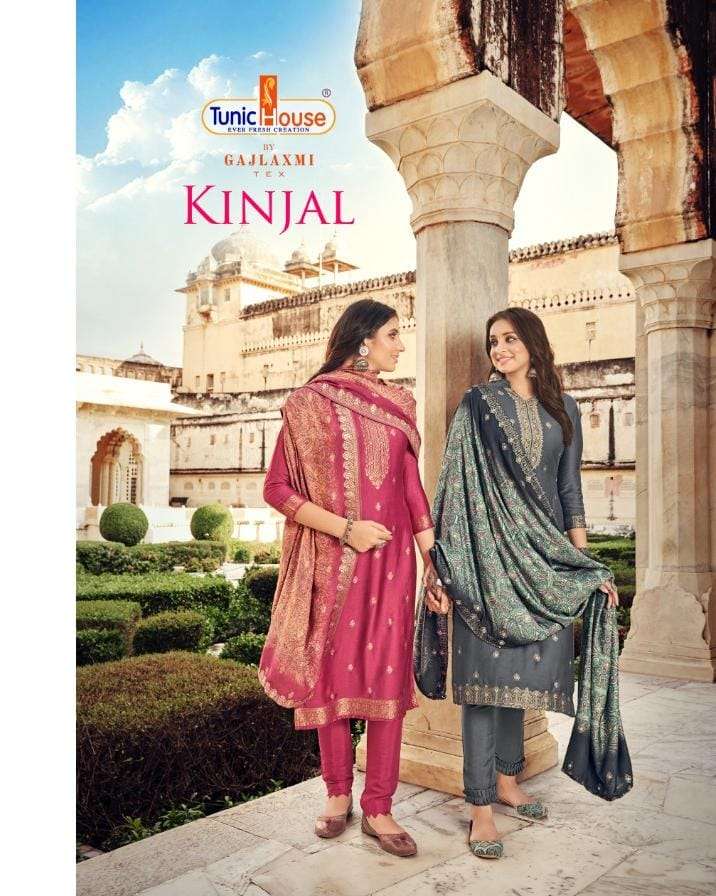 tunic house kinjal party wear pure pashmina suits online 