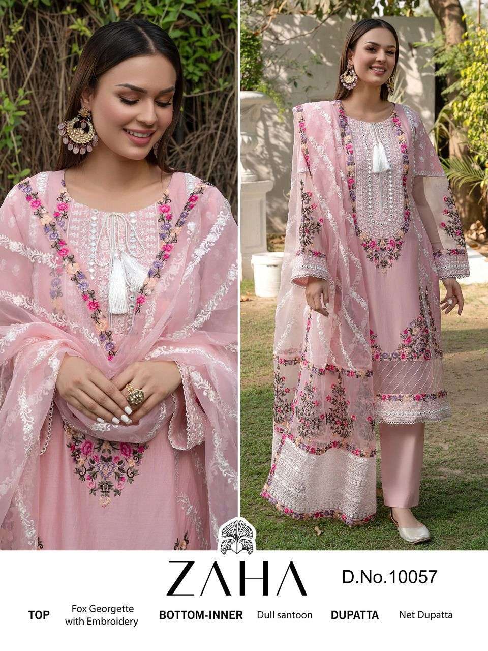zaha 10057 design beautiful pakistani salwar kameez at singel wholesale rate 