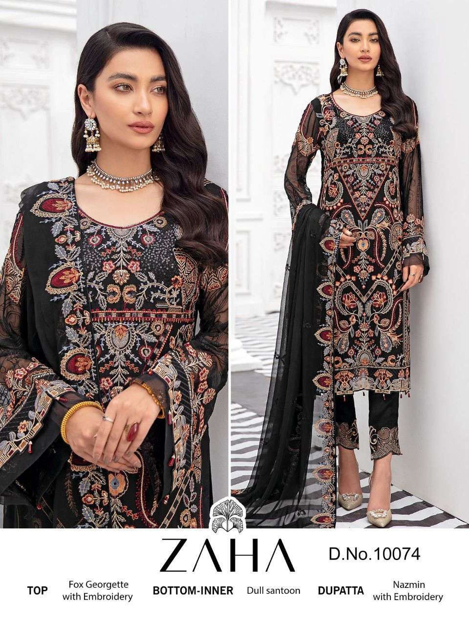 zaha 10074 design black pakistani salwar kameez design single at best price 