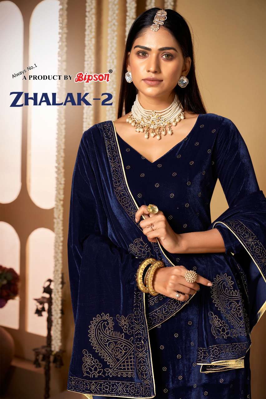 zhalak 7001-7004 by bipson viscose velvet winter wear suit wholesaler