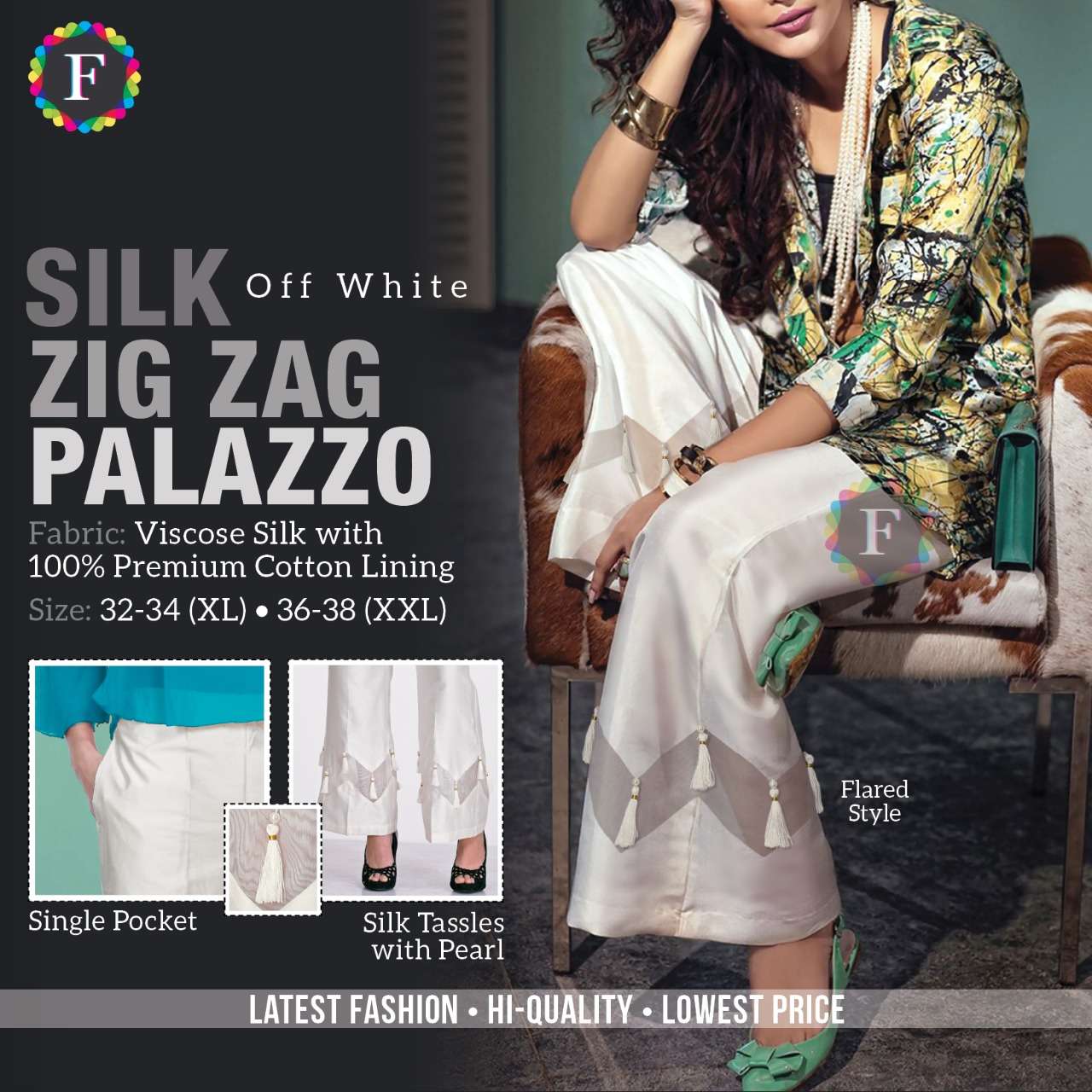 Zig Zag Silk Palazzo Fancy Bottom Wear Trendy Collection At Best Rate