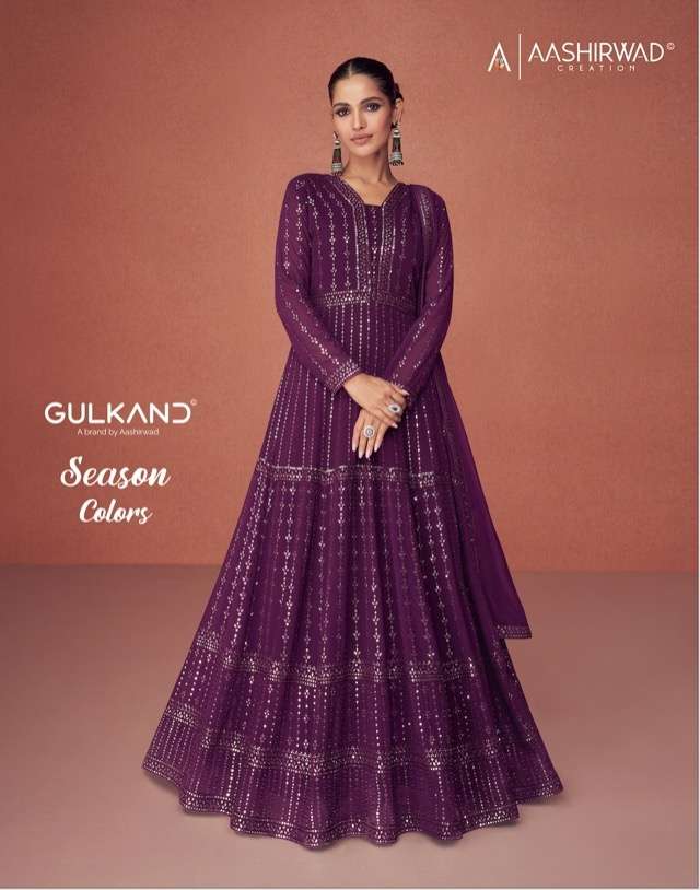 aashirwad season colors georgette readymade free size long dresses