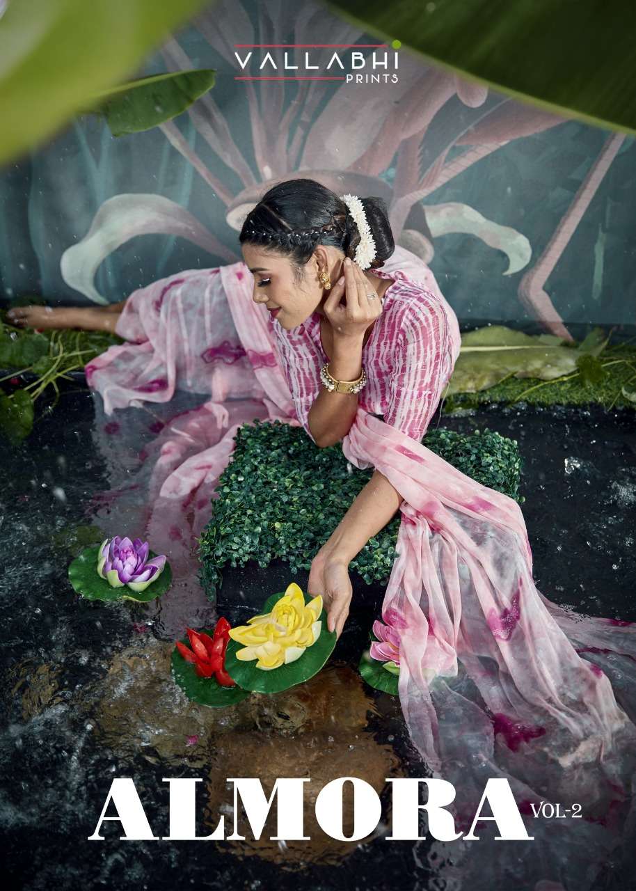 almora vol 2 by vallabhi printed georgette saree wholesaler