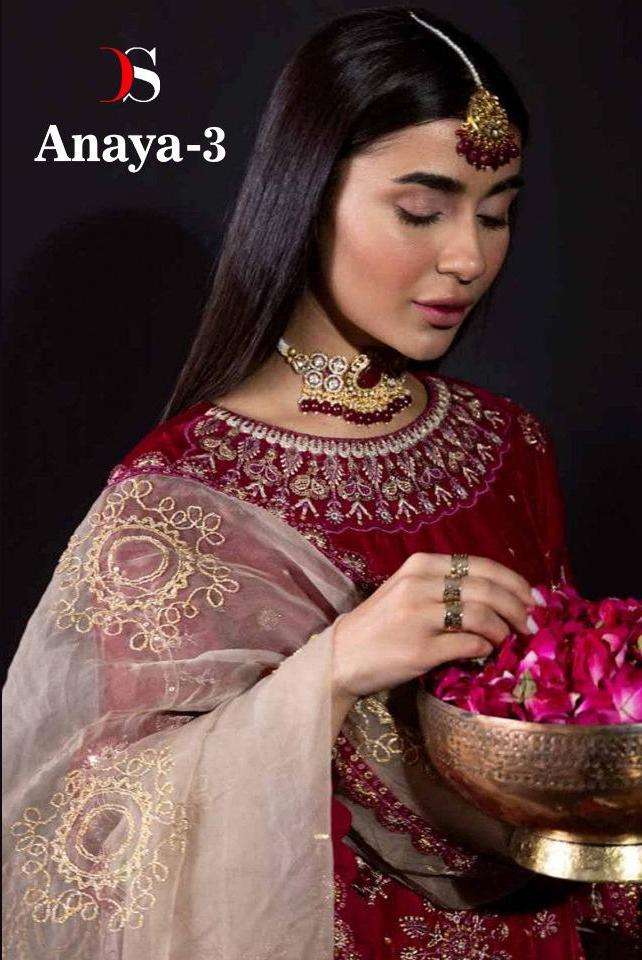 anaya vol 3 by deepsy velvet pakistani winter suit