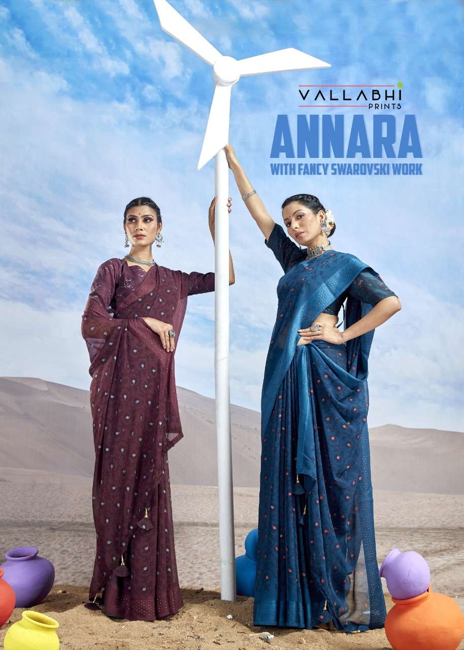annara by vallabhi georgette saree with jacquard border concept