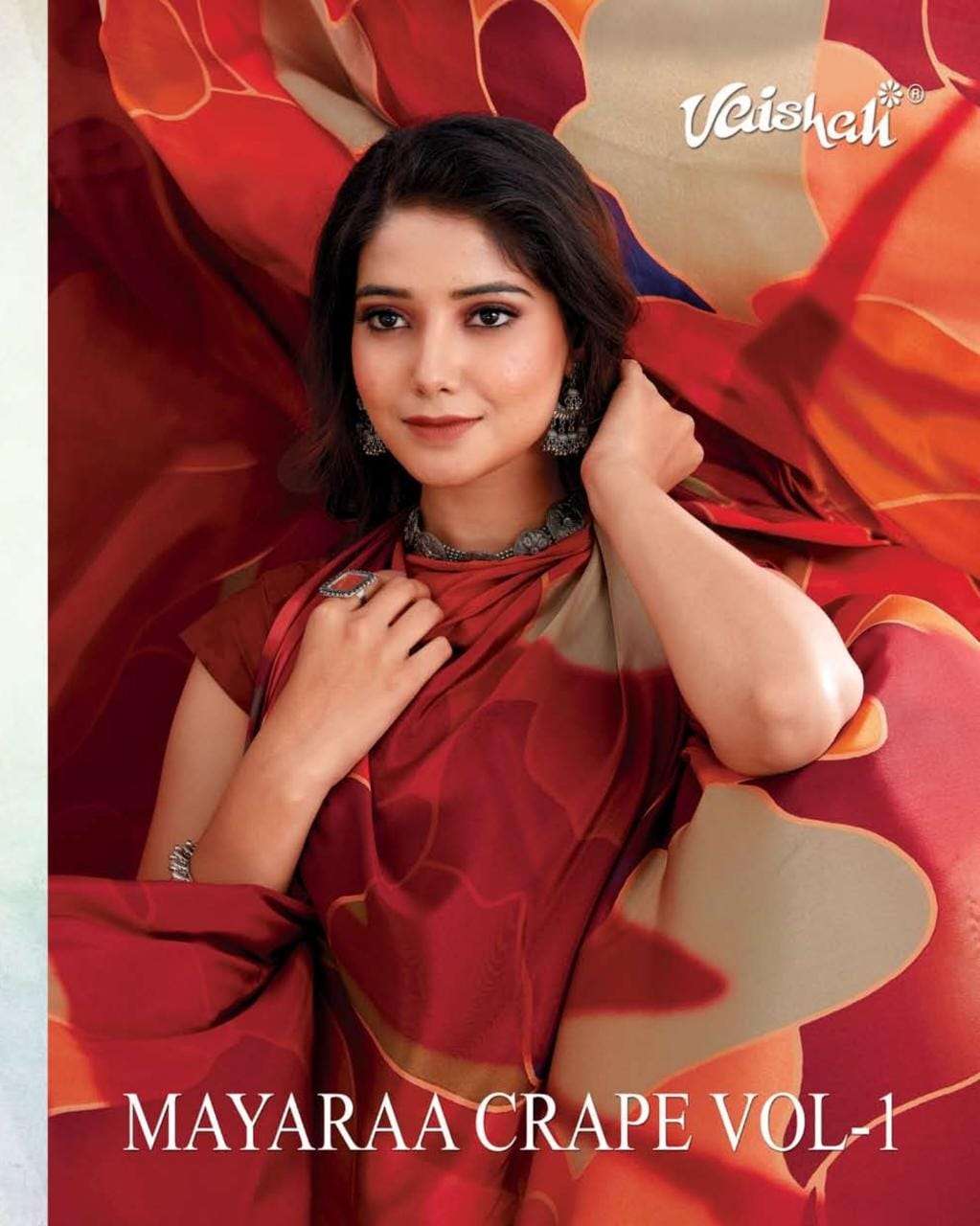 crape silk digital printed designer saree by vaishali mayaraa crape vol 1