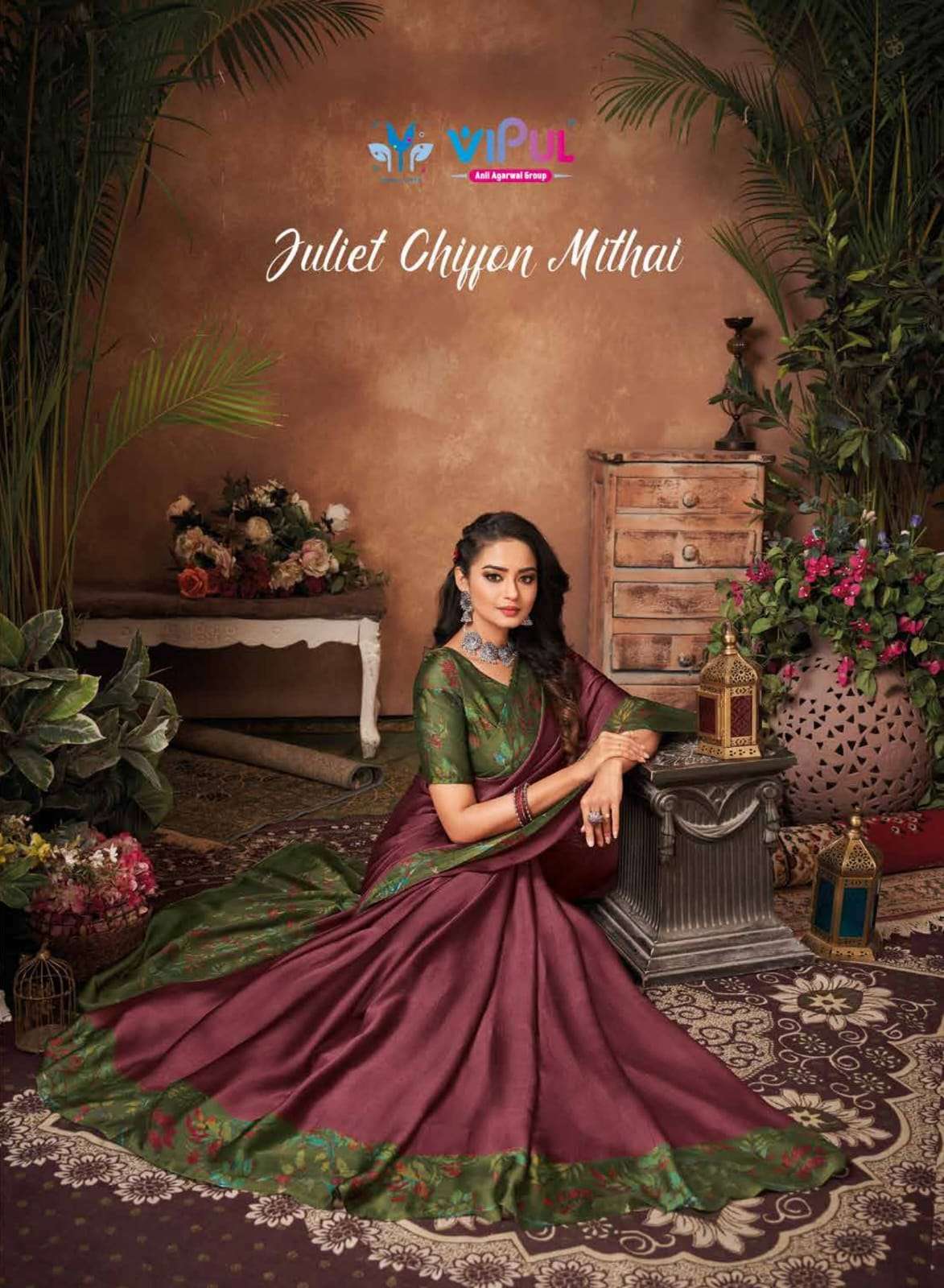 juliet chiffon mithai by vipul printed south indian best saree supplier