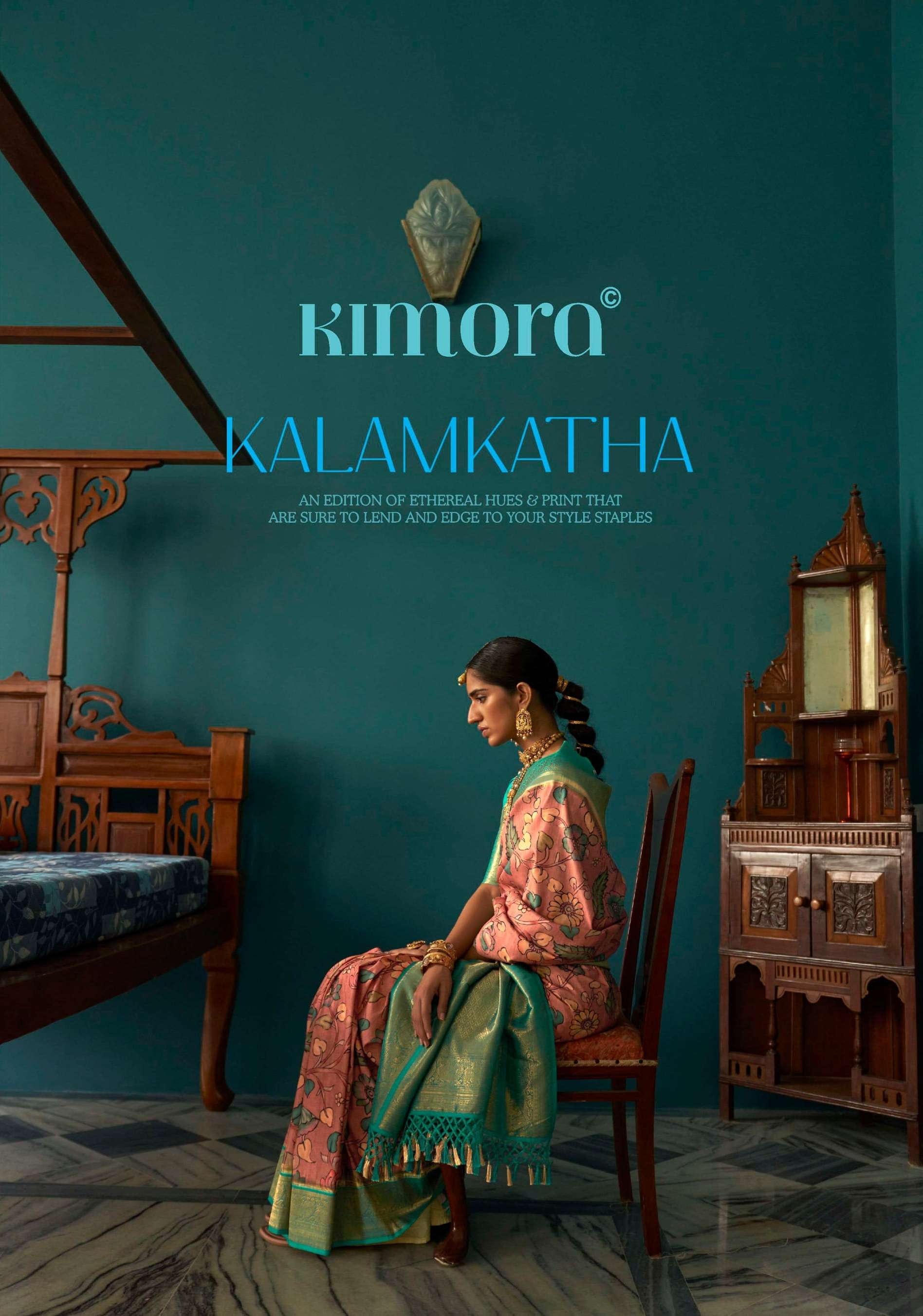 kalamkatha by kimora tusser silk designer fancy sarees