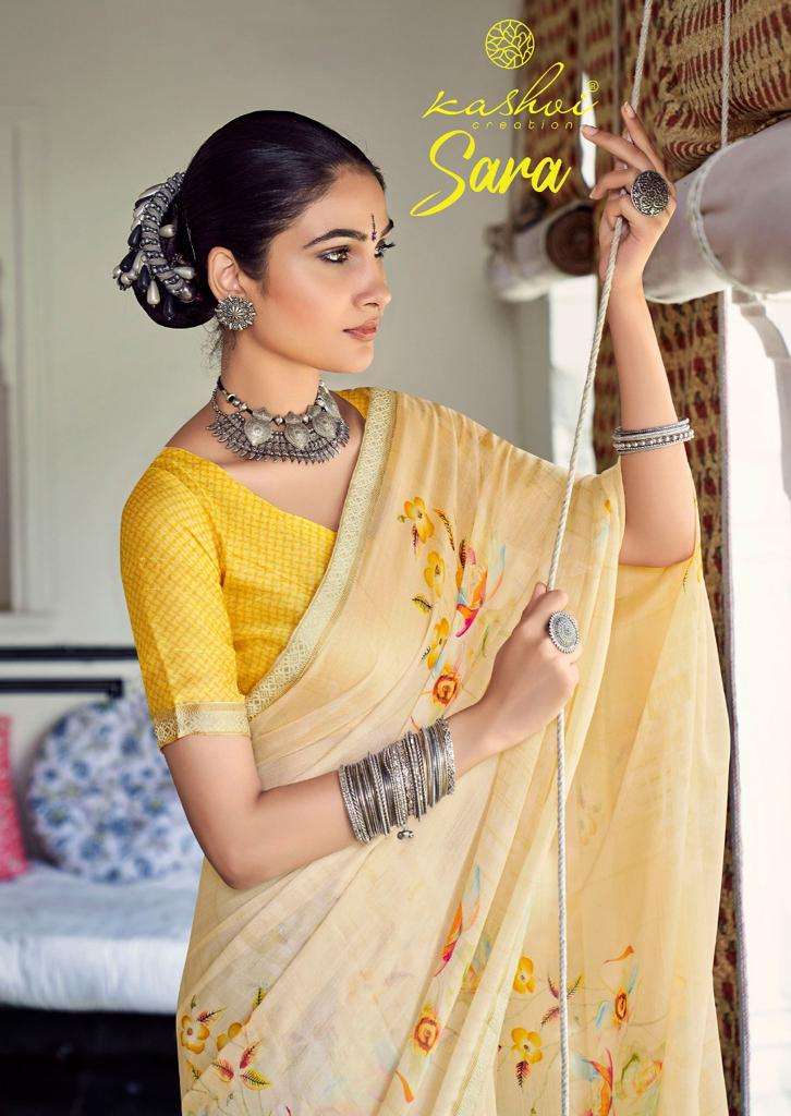 kashvi creation sara moss zari fancy printed saree