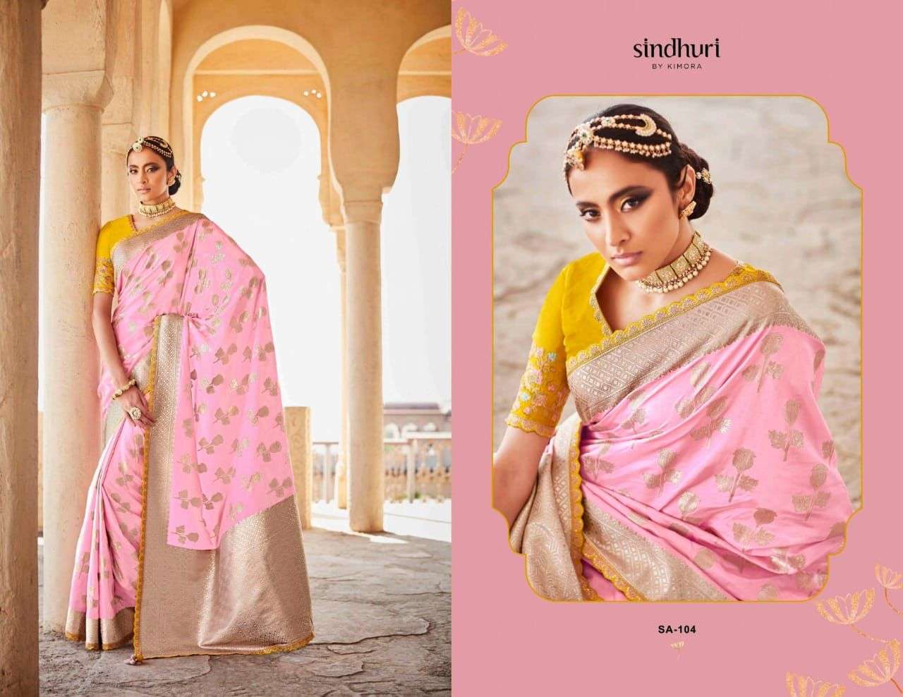 kimora sindhuri rani 104 design pure dola silk single saree at great price 