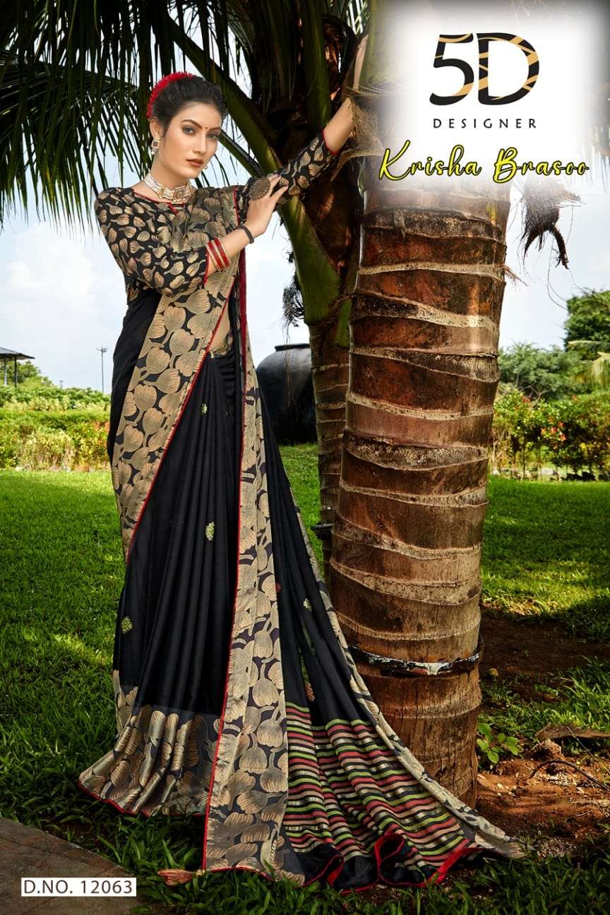 krishna brasso by 5d designer foil printed brasso designer saree