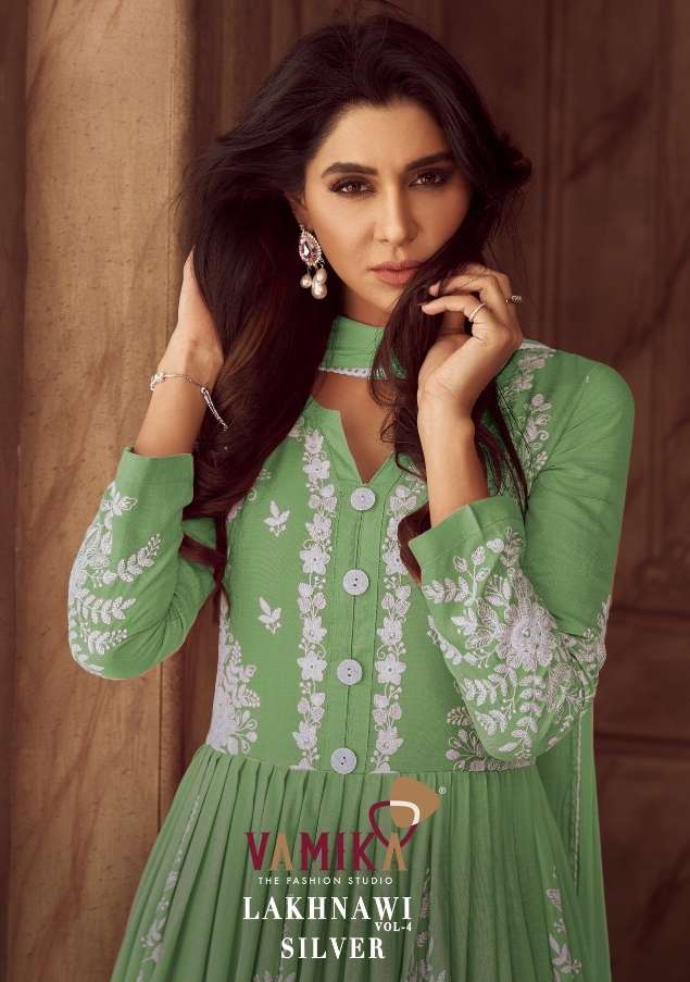 lakhnavi vol 4 silver light by vamika rayon readymade plazzo style suits
