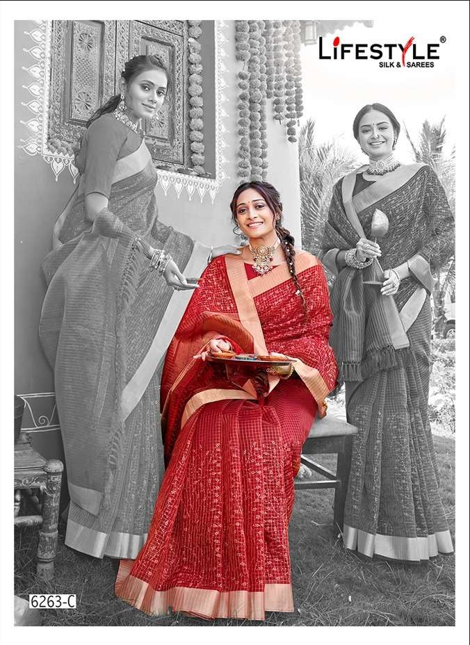 lifestyle 6263 vol 1 organza embroidery designer saree