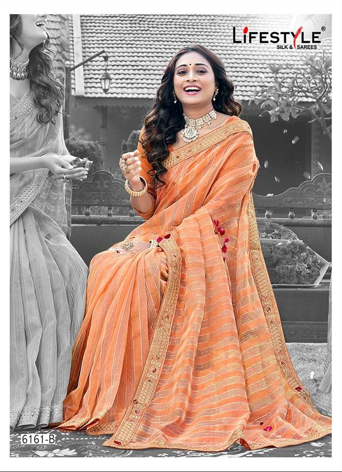 lifestyle present 6161 vol 1 organza traditional wear saree seller